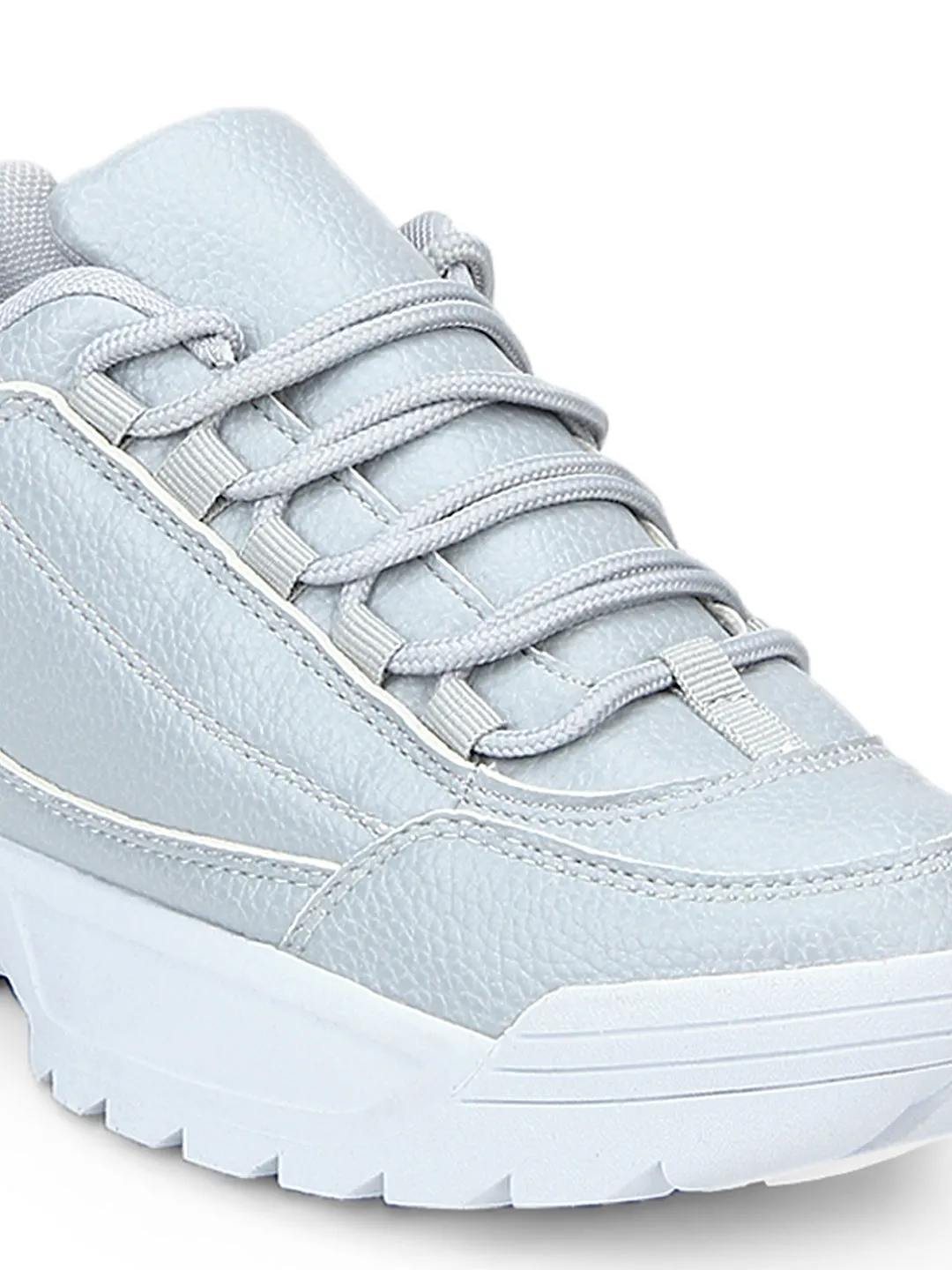 Grey Cleated Lace-Up Sneakers