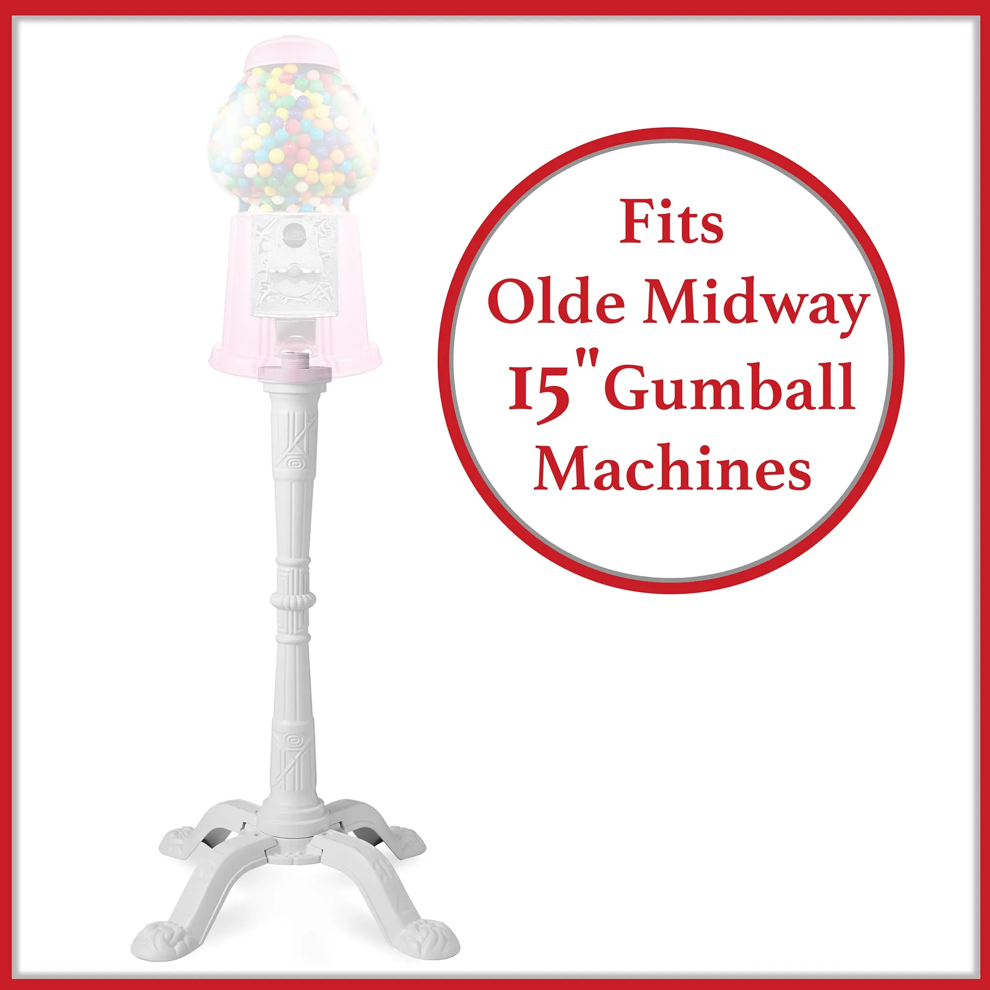 Gumball Machine Stand - White, Fits 15" Olde Midway Candy Dispensers