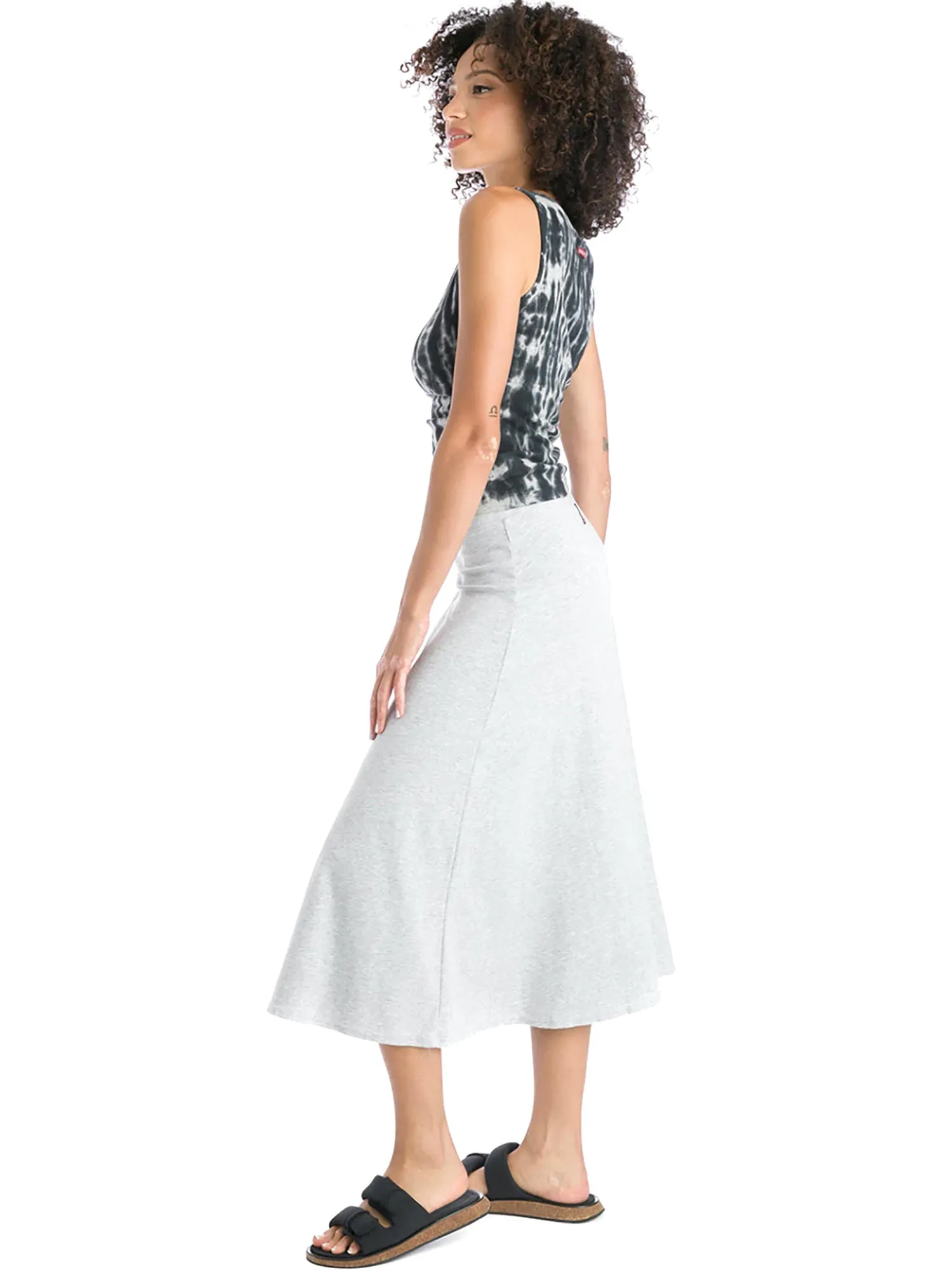 Hard Tail Flat Waist Midi Skirt B-154