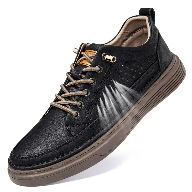 Ilooove Handmade Genuine Leather Casual Shoes for Men Shoes Design Sneakers Man Comfortable Leather All-match Comfortable Skate Shoes