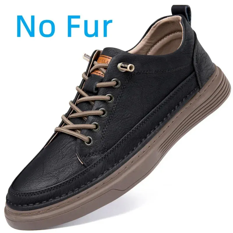 Ilooove Handmade Genuine Leather Casual Shoes for Men Shoes Design Sneakers Man Comfortable Leather All-match Comfortable Skate Shoes