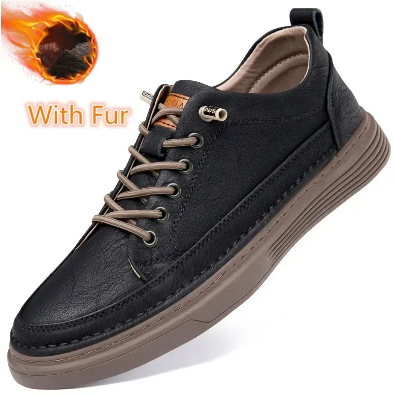 Ilooove Handmade Genuine Leather Casual Shoes for Men Shoes Design Sneakers Man Comfortable Leather All-match Comfortable Skate Shoes