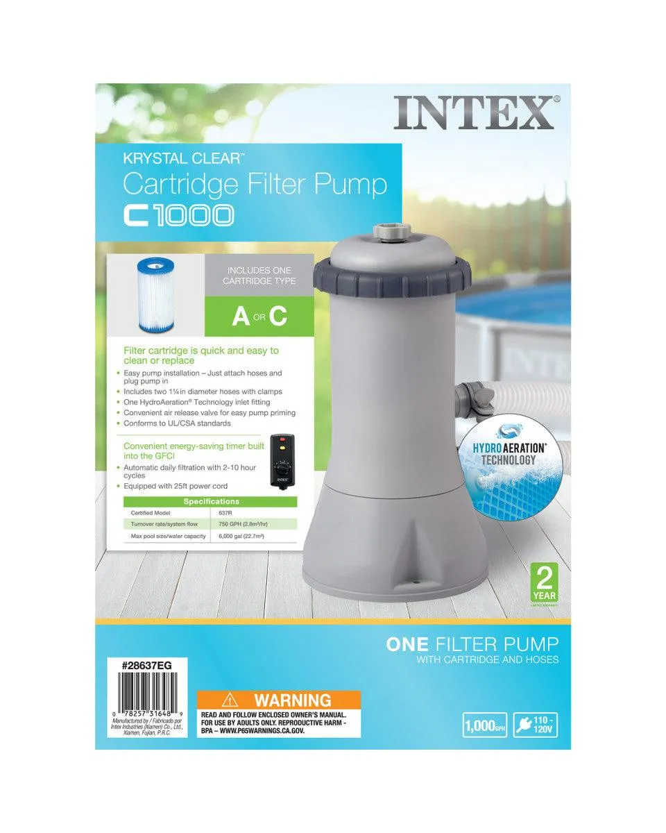 Intex  Krystal Clear™ Cartridge Filter Pump - 1,000 GPH