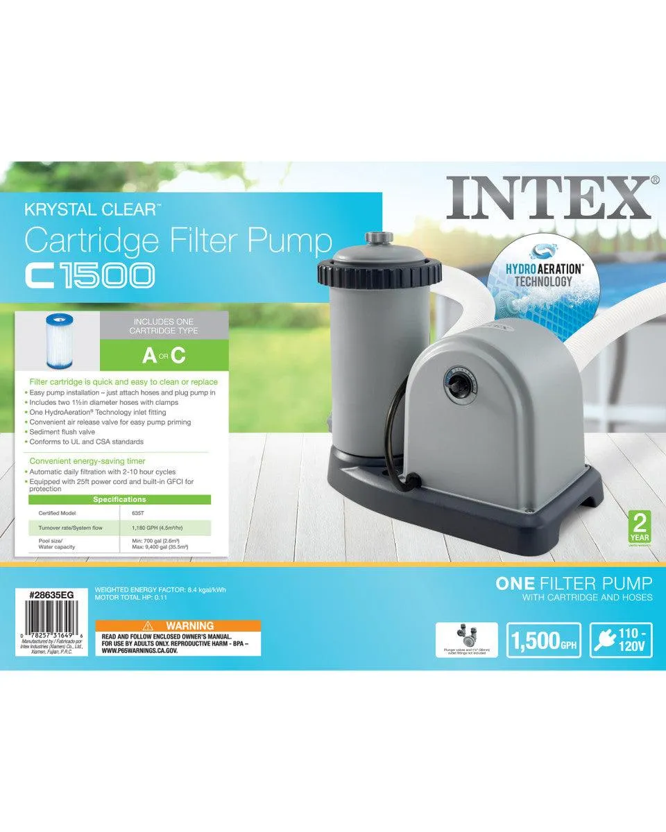 Intex Krystal Clear™ Cartridge Filter Pump - 1,500 GPH