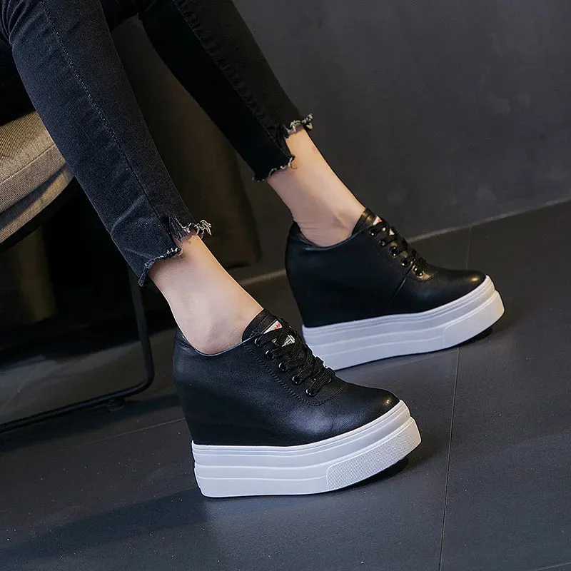 Joskaa 2024 New Black Wedge Platform Sneakers