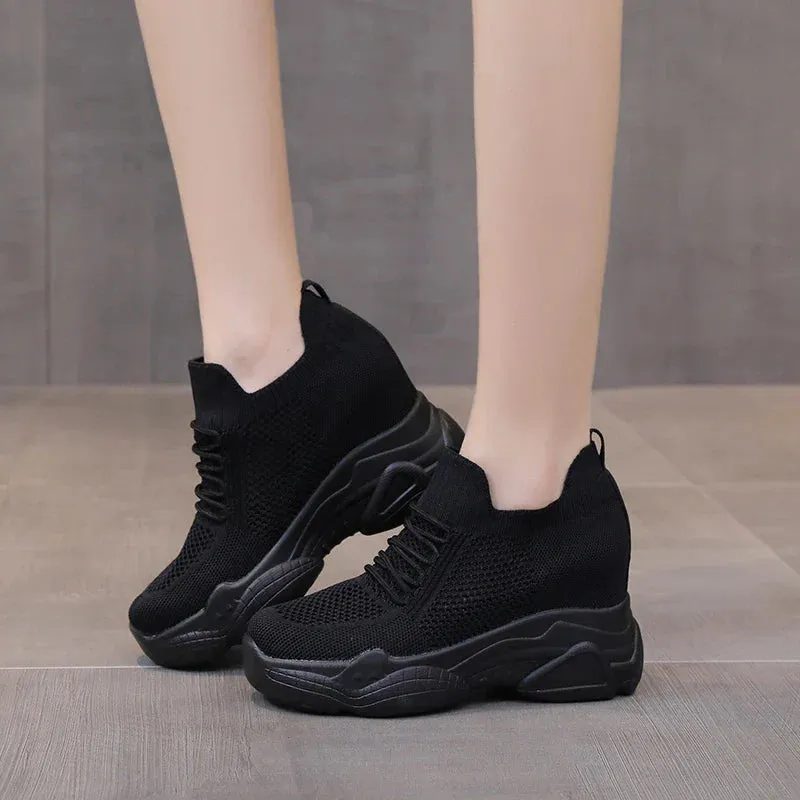 Joskaa 2024 New Casual Mesh Black Platform Sneakers