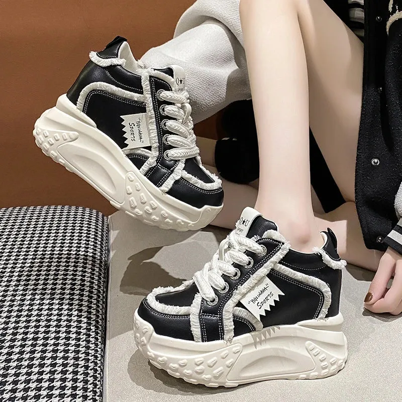 Joskaa 2024 New High Platform Women Sneakers Black