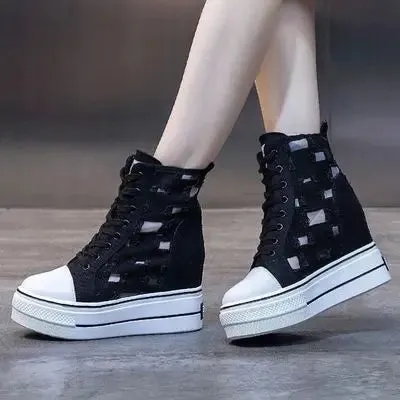 Joskaa 2024 New Platform High Top Sneakers Black