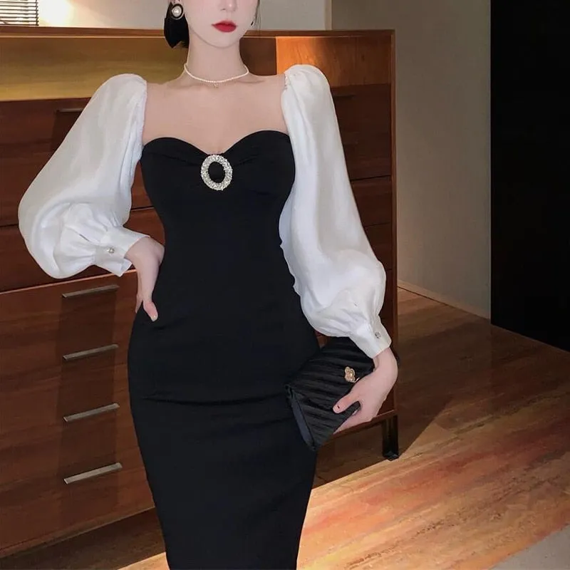 Joskaa Black Friday Sales Elegant Vintage Long Dress Women Sexy Backless Split Evening Party Dress Female Winter One Piece Y2K Bodycon Christmas Dress New