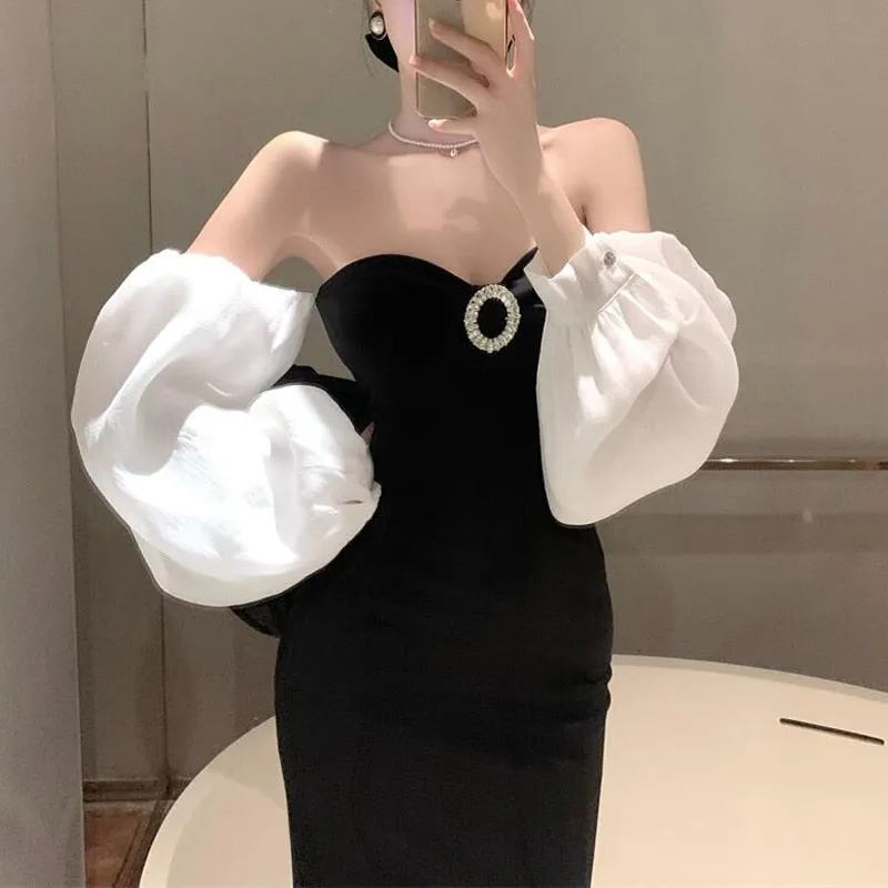 Joskaa Black Friday Sales Elegant Vintage Long Dress Women Sexy Backless Split Evening Party Dress Female Winter One Piece Y2K Bodycon Christmas Dress New