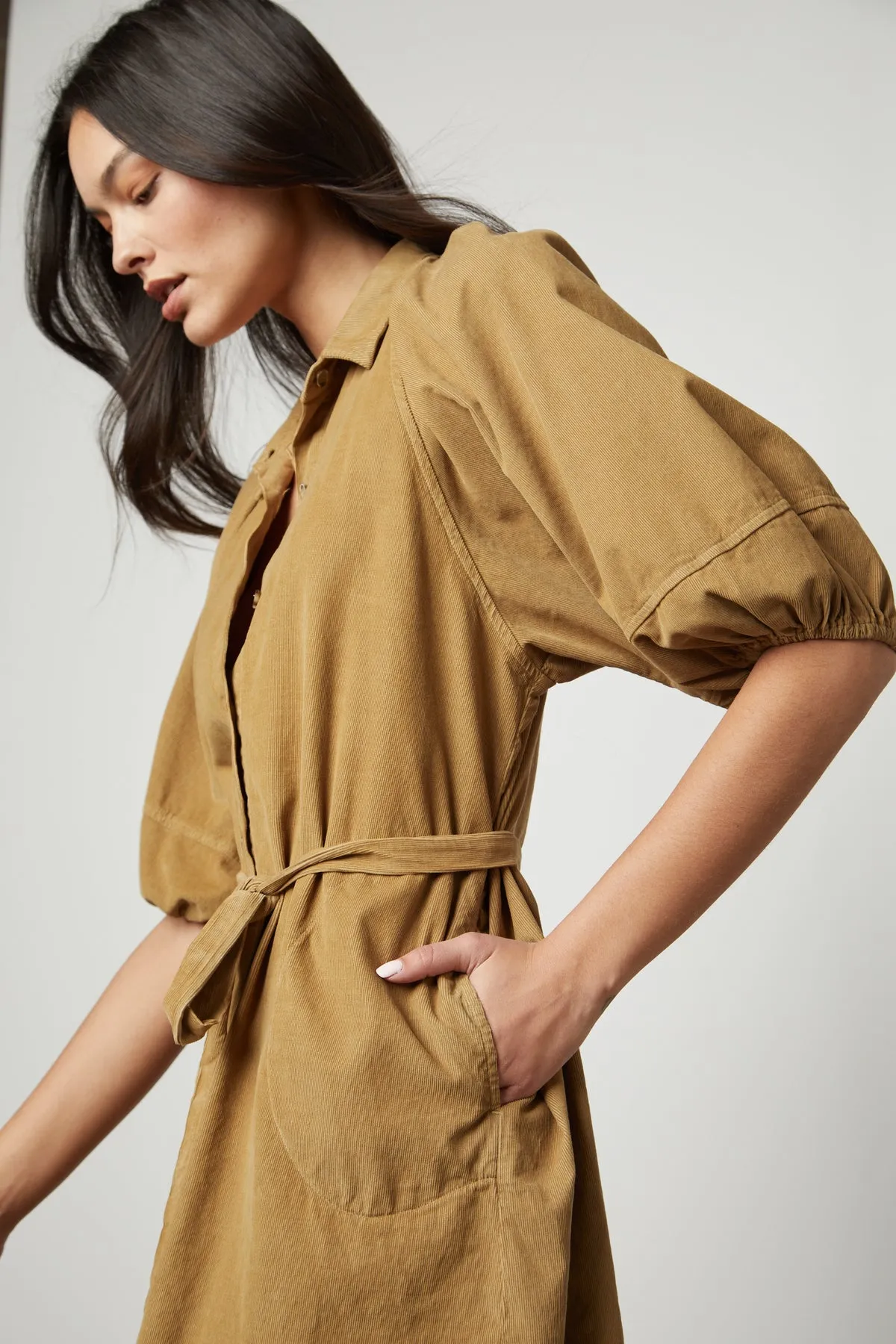 KADY CORDUROY BUTTON-UP DRESS