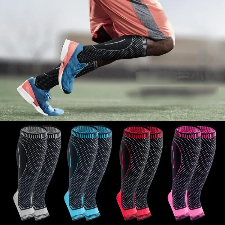 Lengthened Sports Protective Calf Cover Knitted Breathable Pressure Leg Cover Basketball Football Mountaineering Protective Gear, Specification: M (Black Pink)