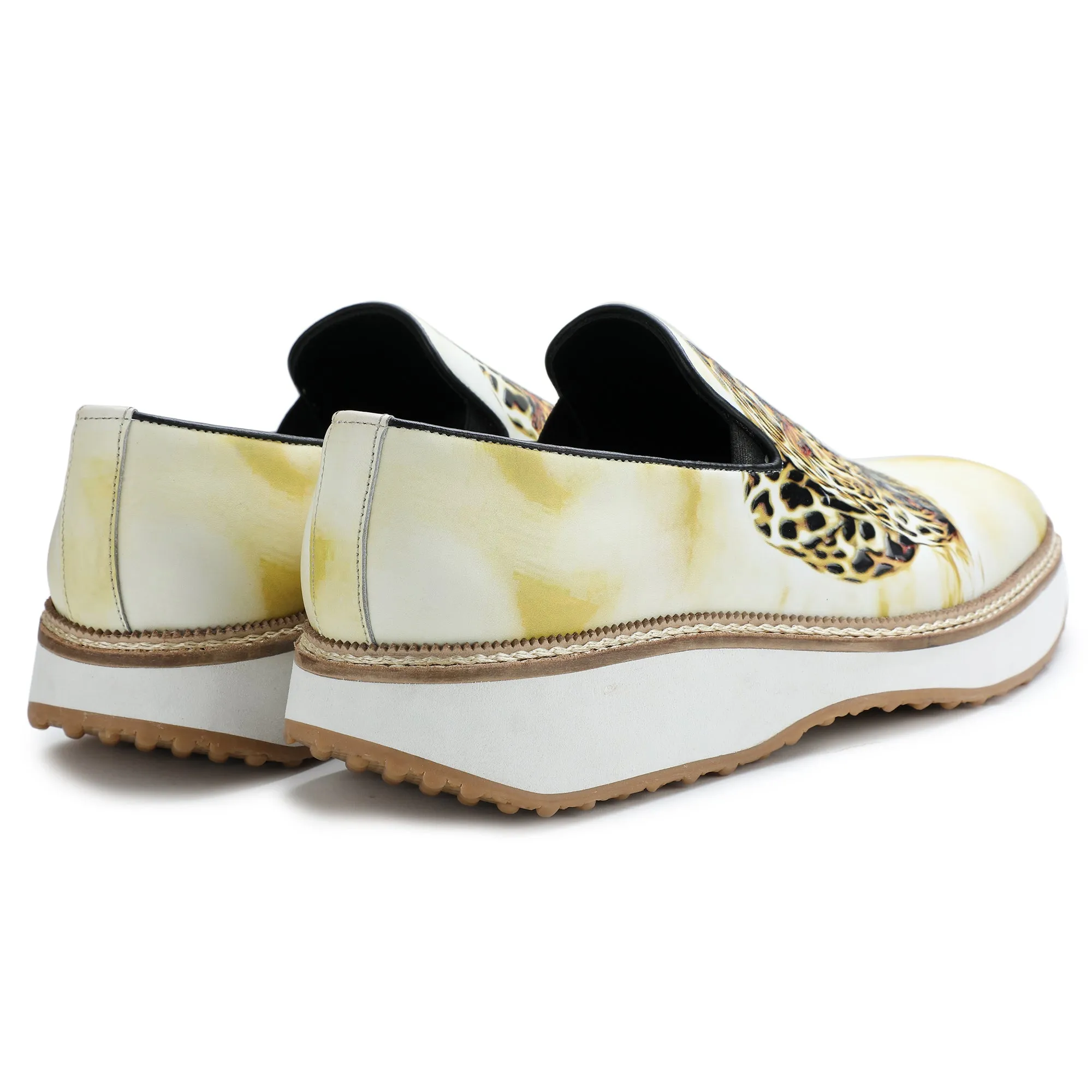 Leopard Designer Print Sneakers - Golden