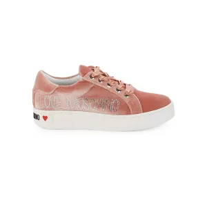 Love Moschino Rhinestone & Velvet Sneakers