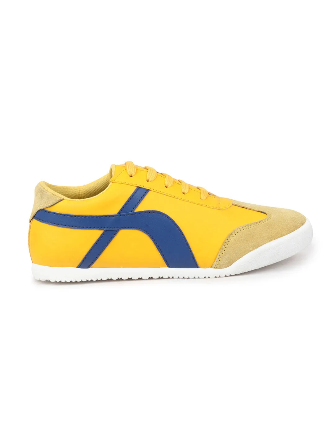 Men Yellow Lace-Up Casual Trendy Fashion Outdoor Sneakers