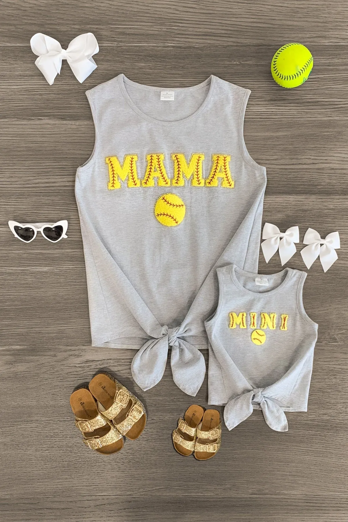 Mom & Me - "Mama & Mini" Gray Chenille Patch Top