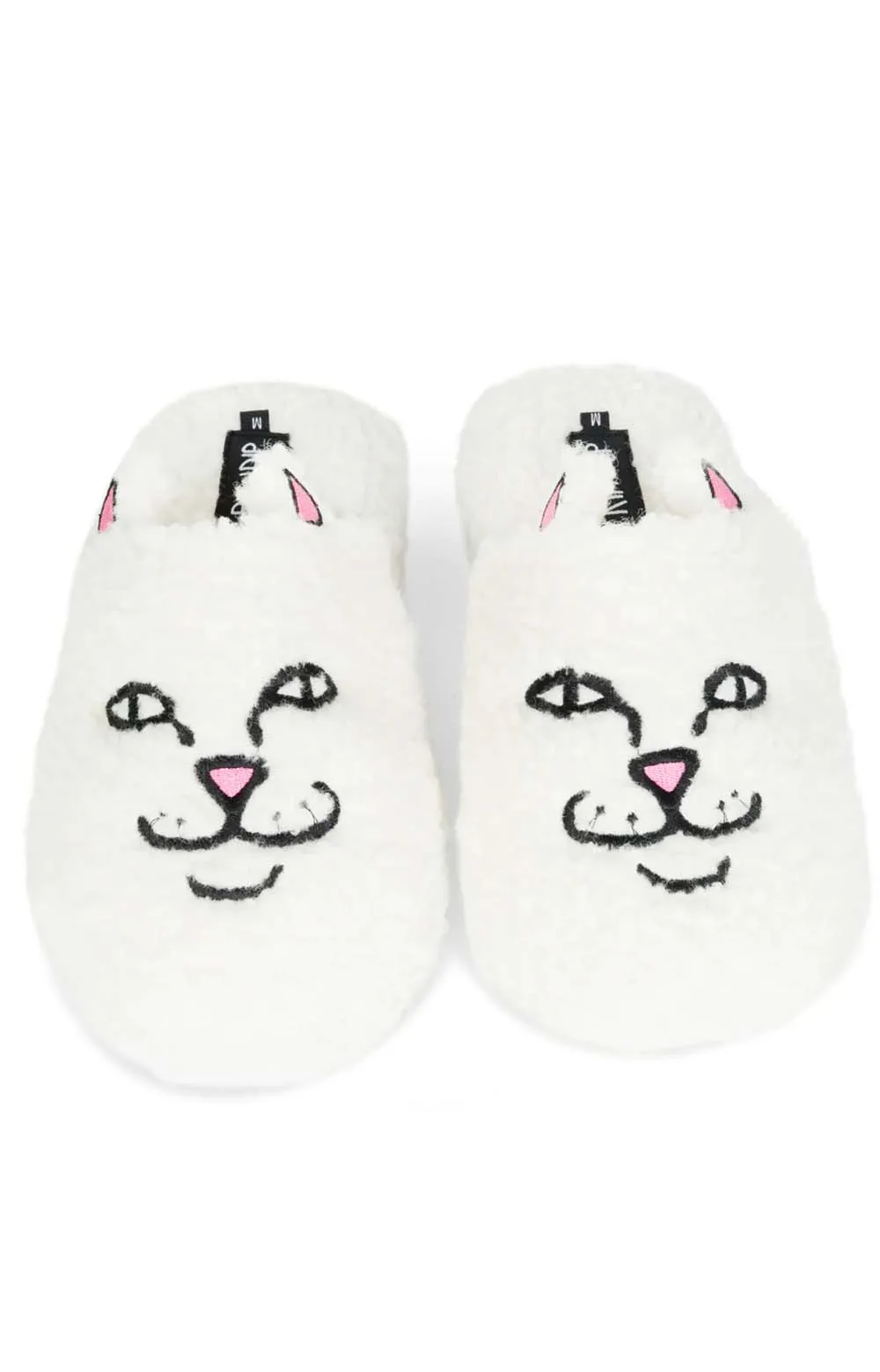 Nerm Face Fuzzy House Slippers - White