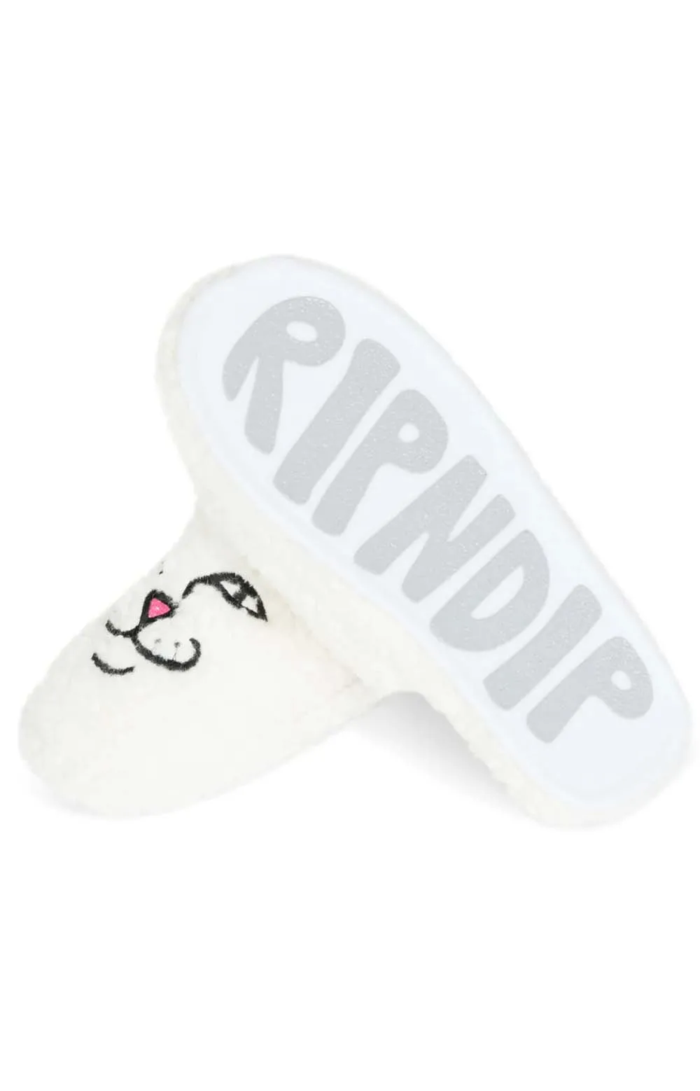 Nerm Face Fuzzy House Slippers - White