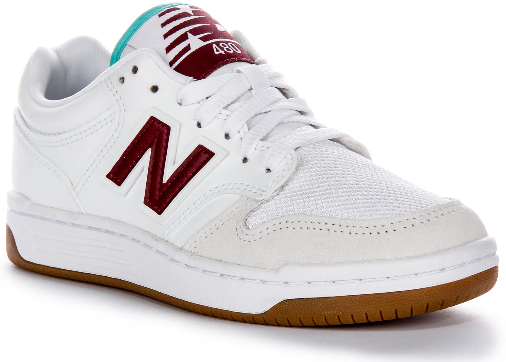 New Balance BB 480 LFT In White Burgundy