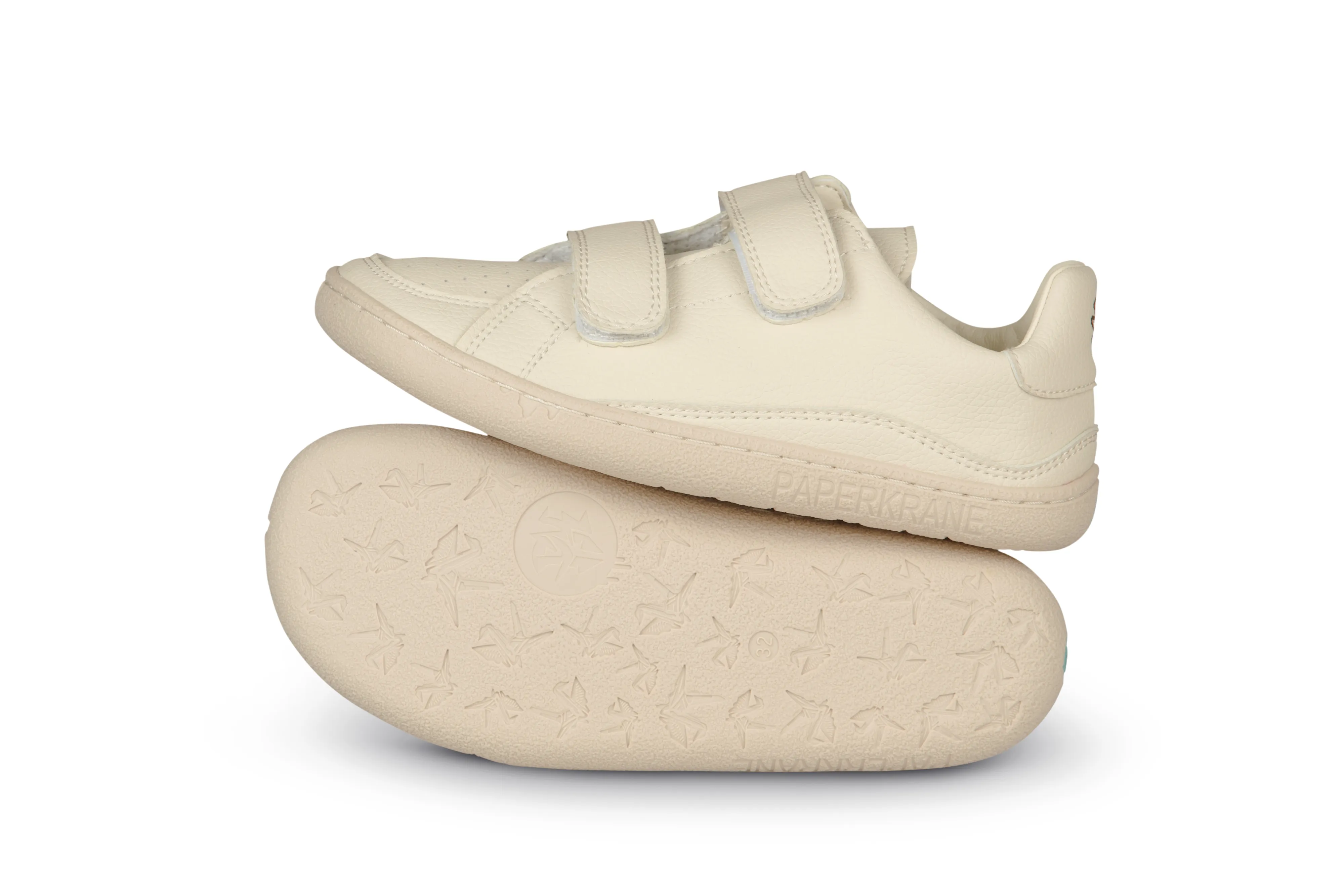 PaperKrane Kids Sneakers - Oat Milk Velcro - Vegan - FINAL SALE