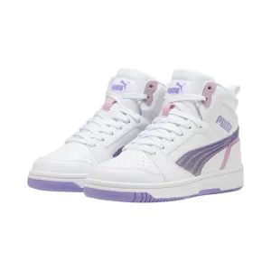 Puma scarpa sneakers da ragazza Rebound V6 Mid Bouncy Sky 398725-01 bianco-lavanda