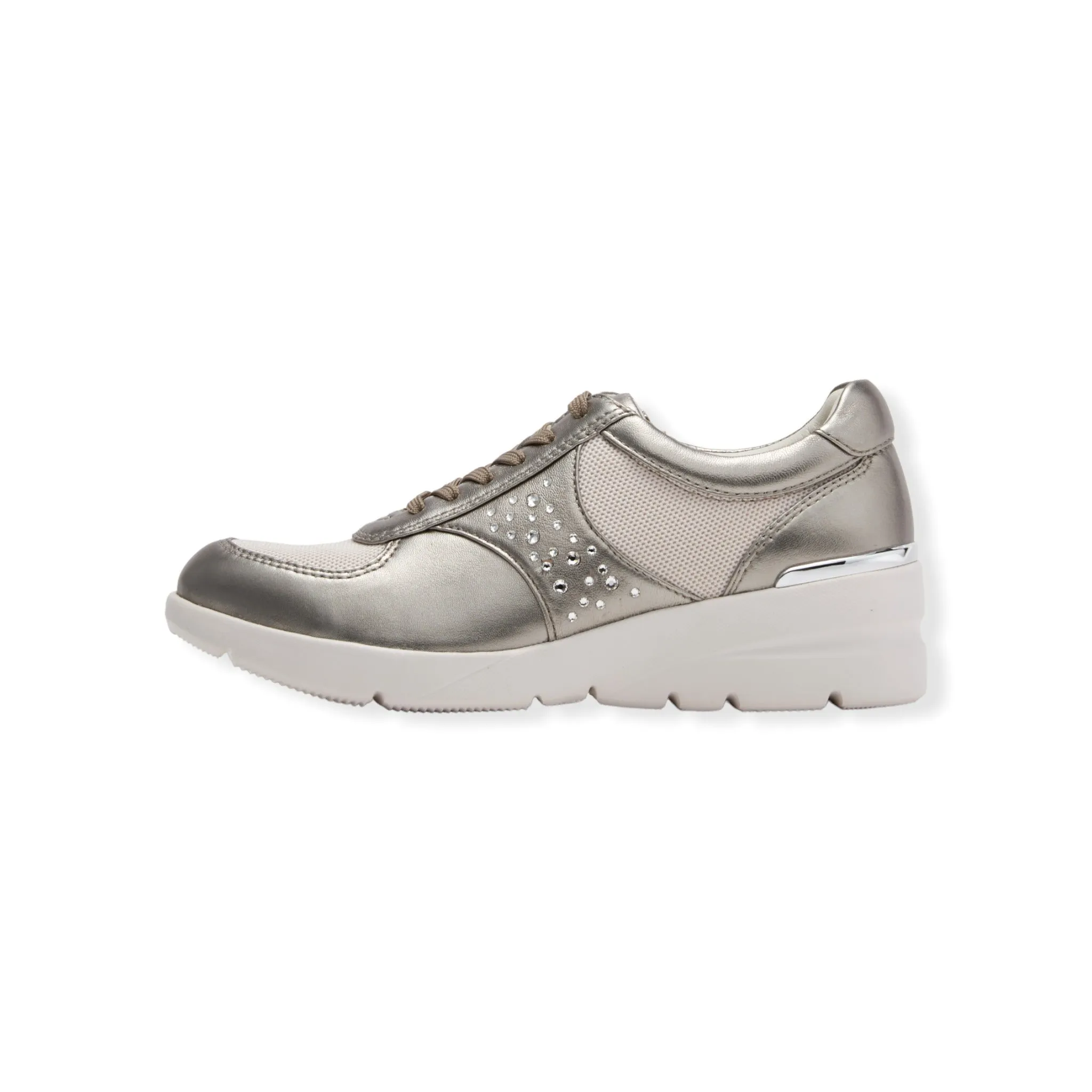 Sheepskin and mesh combination leather Sneakers with Swarovski crystal glass  #FJ080