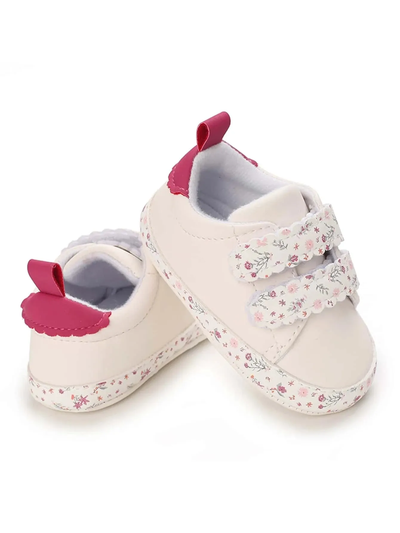 SHEIN Baby Floral Pattern Hook-and-loop Fastener Sneakers