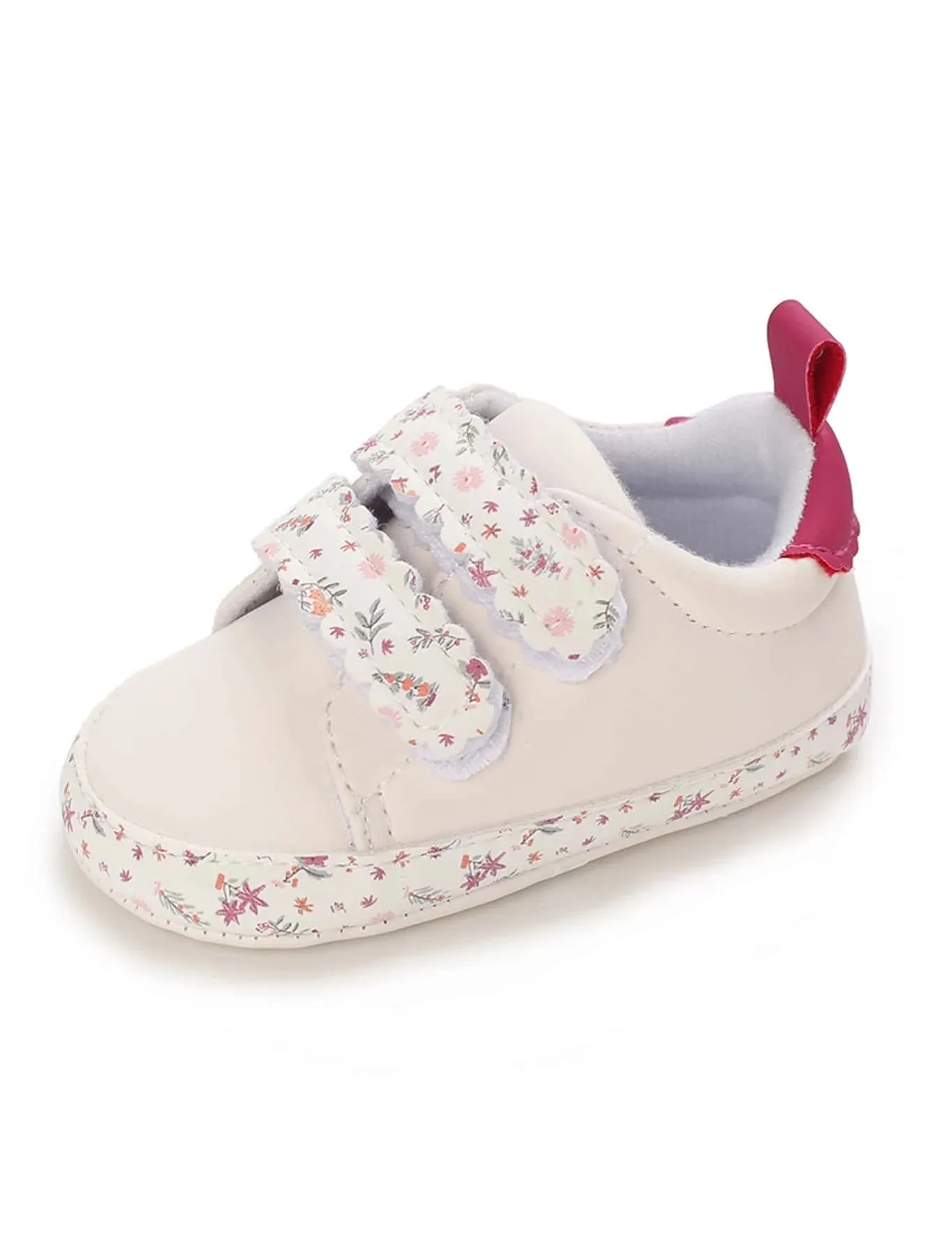 SHEIN Baby Floral Pattern Hook-and-loop Fastener Sneakers