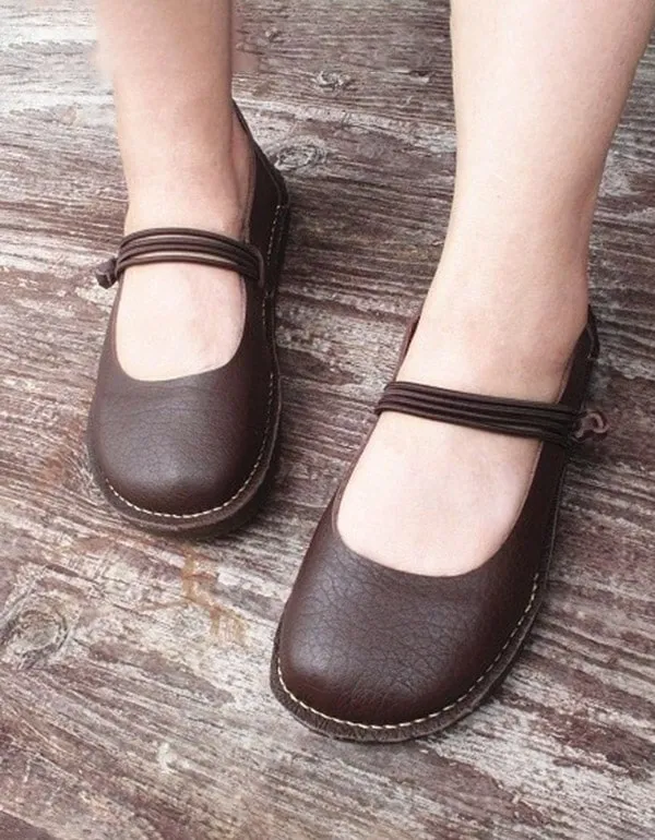 Spring Soft Leather Women's Retro Flat Shoes