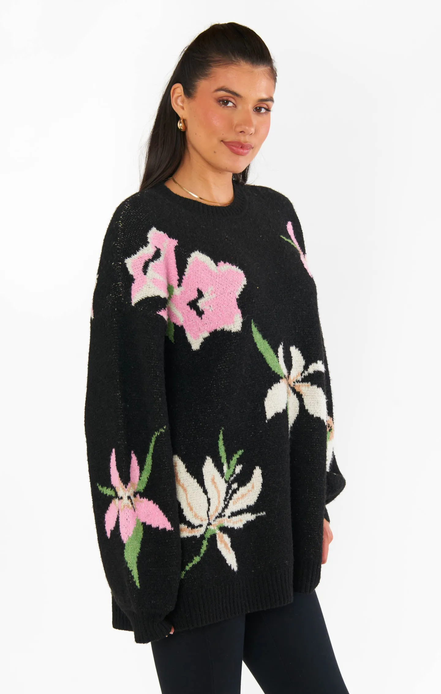 Summit Sweater ~ Dark Floral Knit