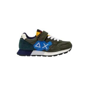 Sun68 scarpa sneakers da ragazzo con laccio elastico e velcro Jaki Solid Z43313K 74 verde militare scuro