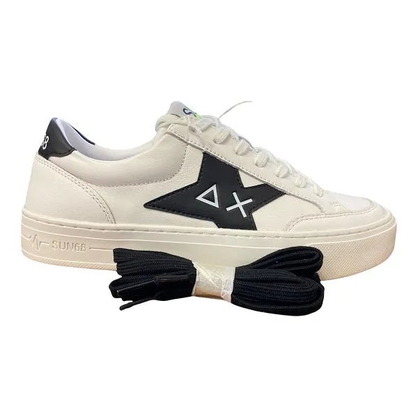 Sun68 Sneaker Skate scarpa bassa in pelle Z32125 0111 bianco-nero