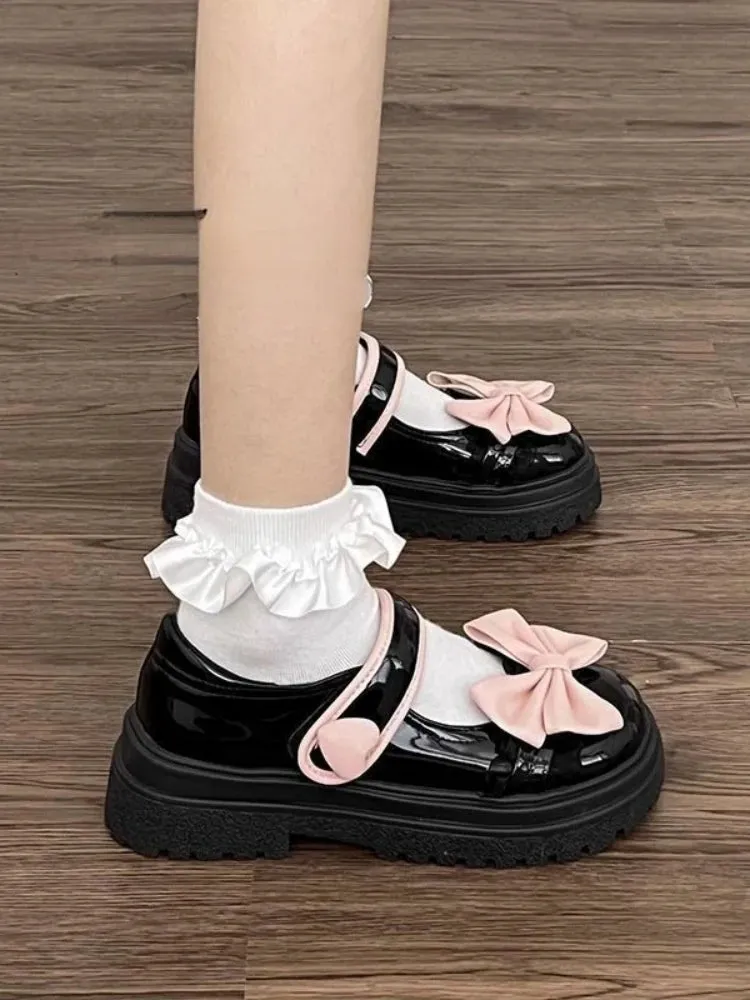 TAVIMART  -  Sweet Lovely Lolita Mary Jane Small Leather Shoes Women New Summer Thick Soles Shoes Female All Match Uniform Single Shoes