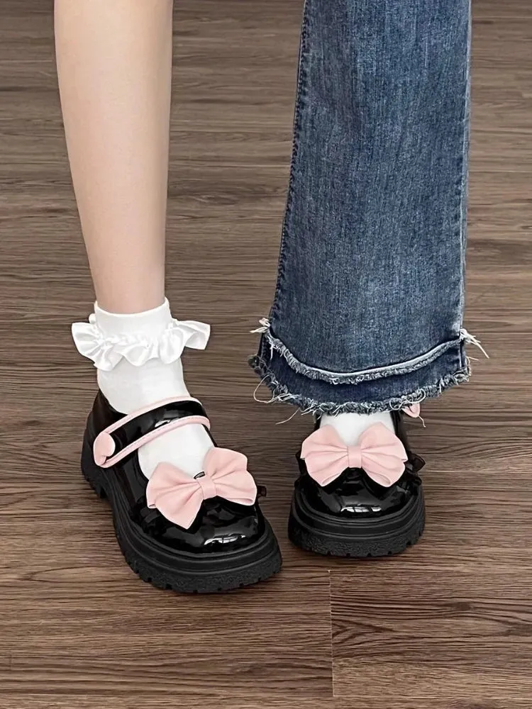 TAVIMART  -  Sweet Lovely Lolita Mary Jane Small Leather Shoes Women New Summer Thick Soles Shoes Female All Match Uniform Single Shoes