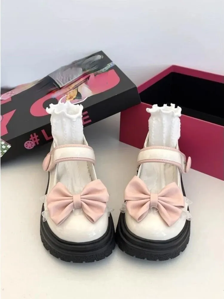 TAVIMART  -  Sweet Lovely Lolita Mary Jane Small Leather Shoes Women New Summer Thick Soles Shoes Female All Match Uniform Single Shoes