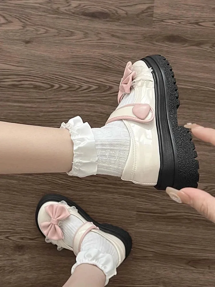 TAVIMART  -  Sweet Lovely Lolita Mary Jane Small Leather Shoes Women New Summer Thick Soles Shoes Female All Match Uniform Single Shoes