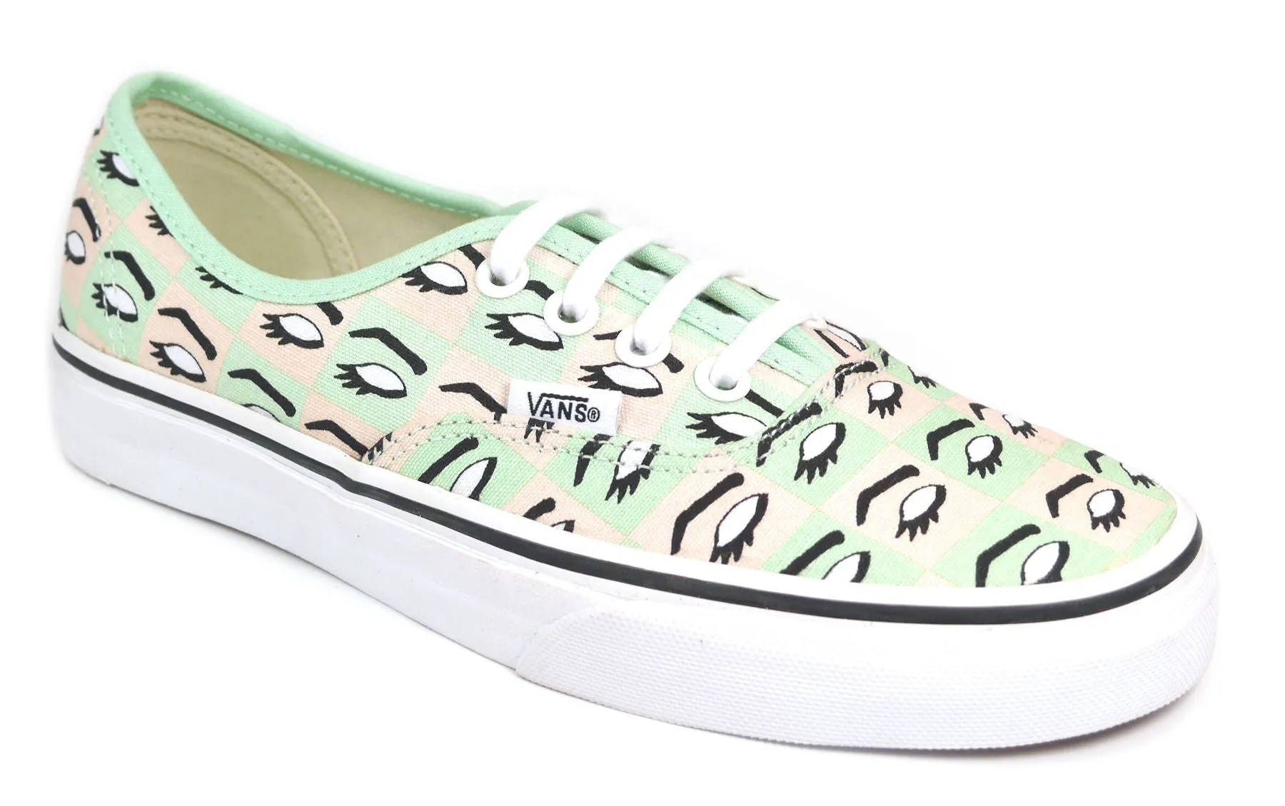 VANS Authentic Kendra Dandy Mod Eye Teal White Lace Up Womans Trainers Canvas