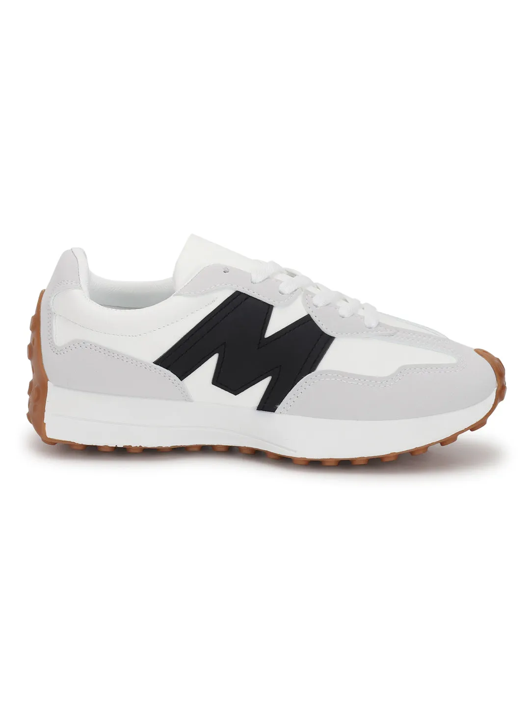 White Black PU Stylish Lace-Up Sneakers (TC-RS3663-WHTBLK)