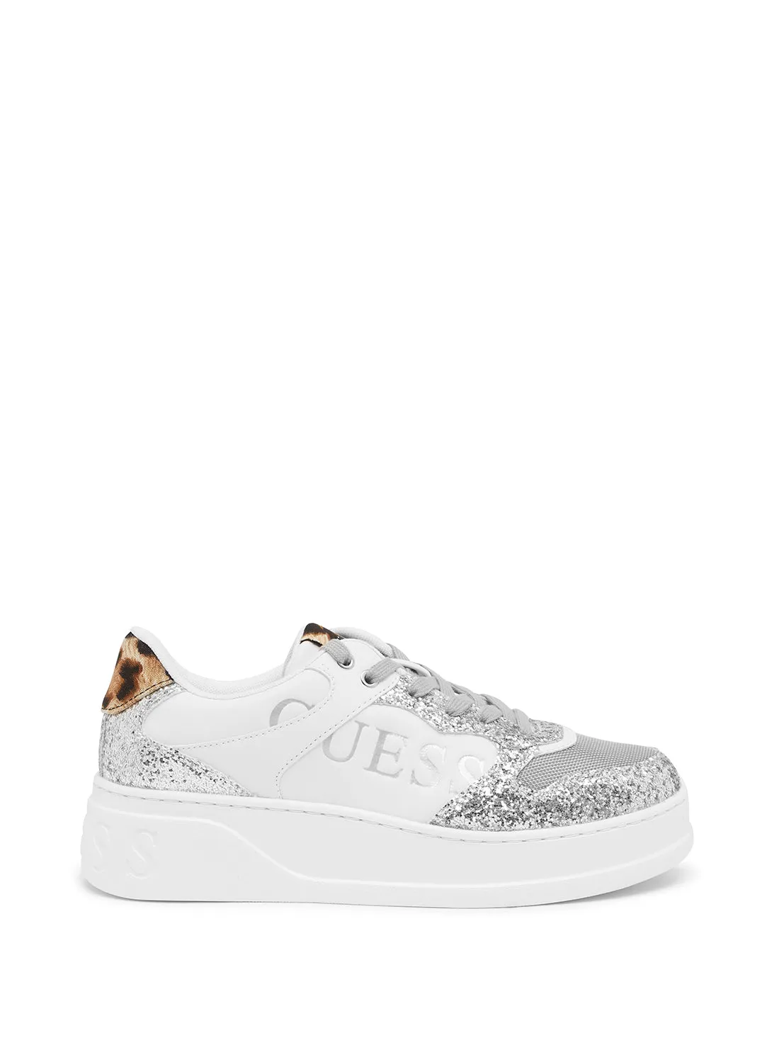 White Silver Leopard Cleva Low Top Sneakers