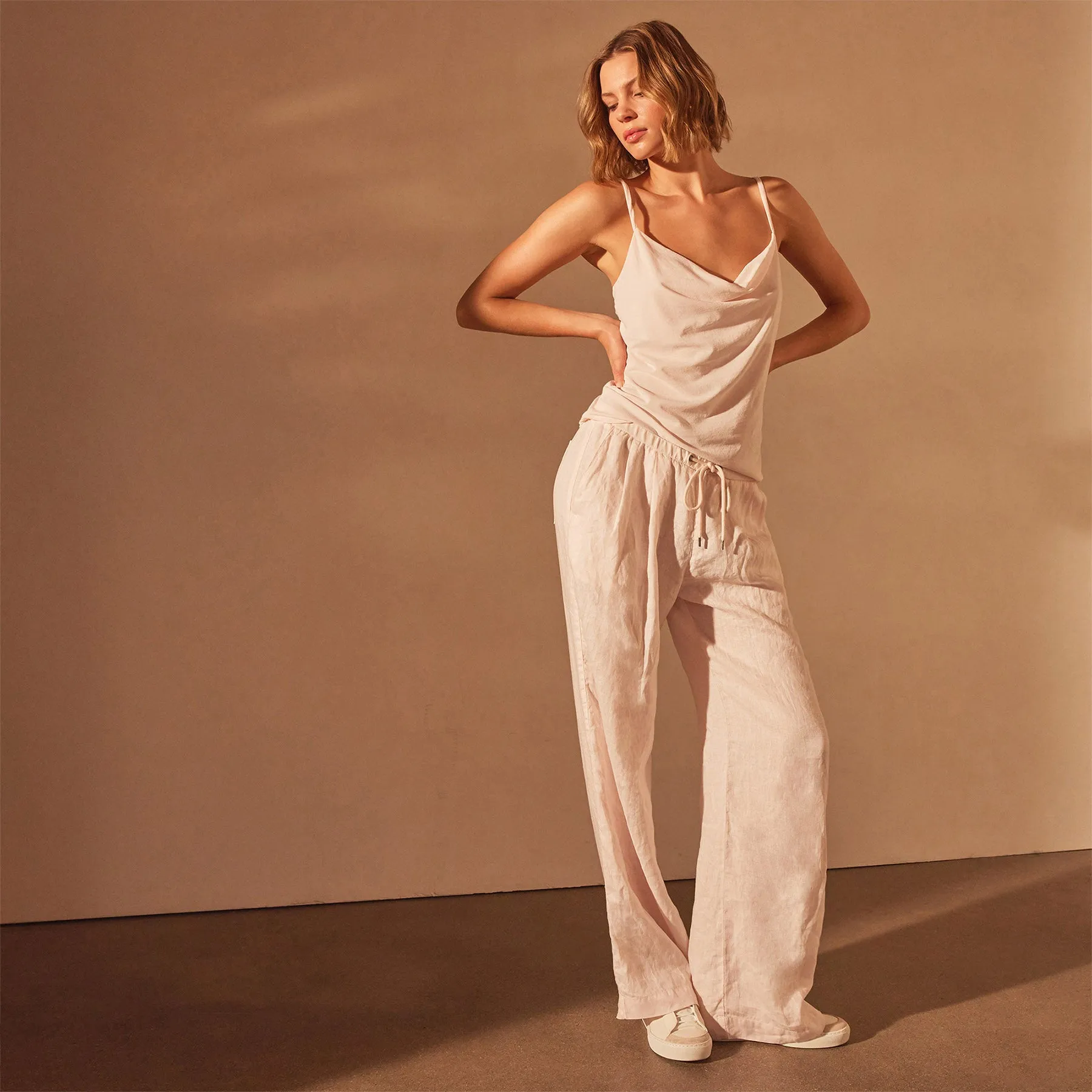 Wide Leg Relaxed Linen Pant - Zephyr Pigment