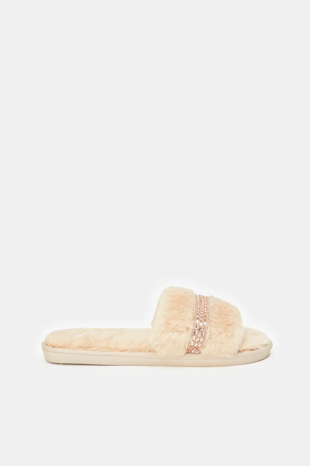 Women Beige Embellished Slipper