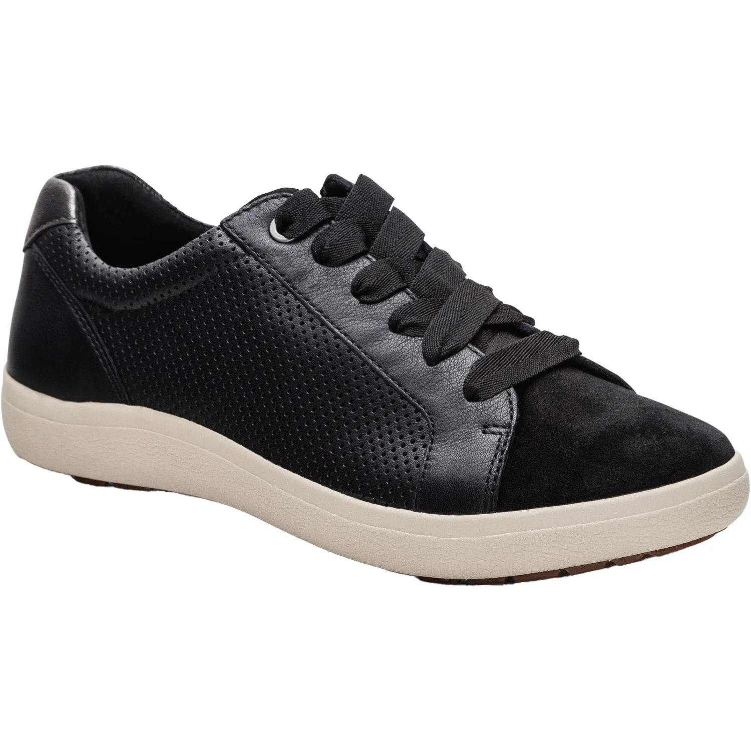 Women's Aetrex Courtney Black Perf Leather/Suede