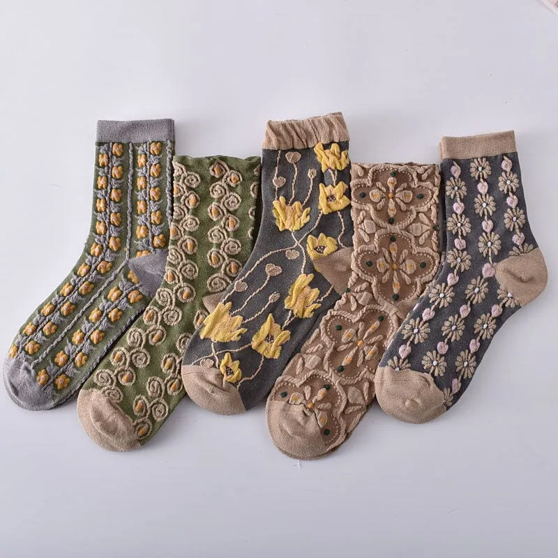 Womens Floral Cotton Socks (10 Pairs)