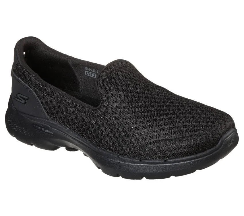 Womens Skechers Go Walk 6 - Big Splash Black/Black Walking Shoes