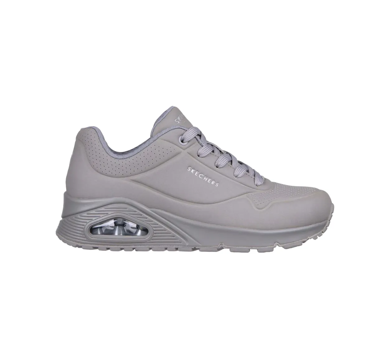 Womens Skechers Uno - Stand On Air Grey Lace Up Sneaker Shoes